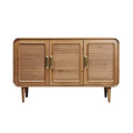 **Technische titel in het Nederlands: Moderne houten tv-meubel met ribbeldeuren**