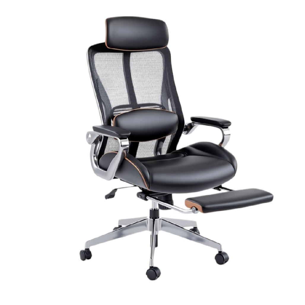 **Ergonomische bureaustoel met verstelbare rugleuning en voetensteun**